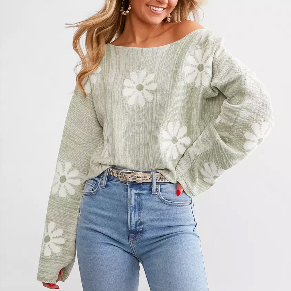 Altar'd State Sage Floral Sweater